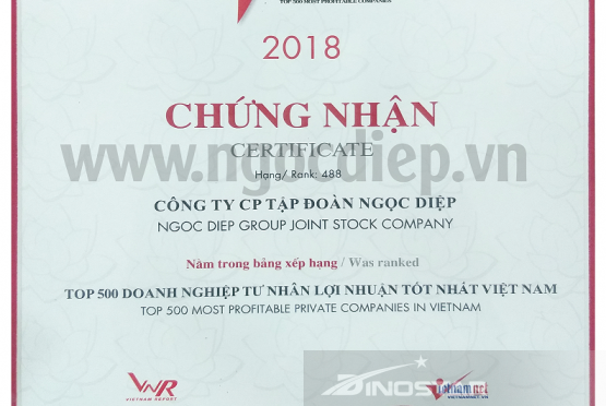 Tập đoàn Ngọc Diệp đạt top 500 Doanh nghiệp có lợi nhuận tốt nhất Việt Nam 2018